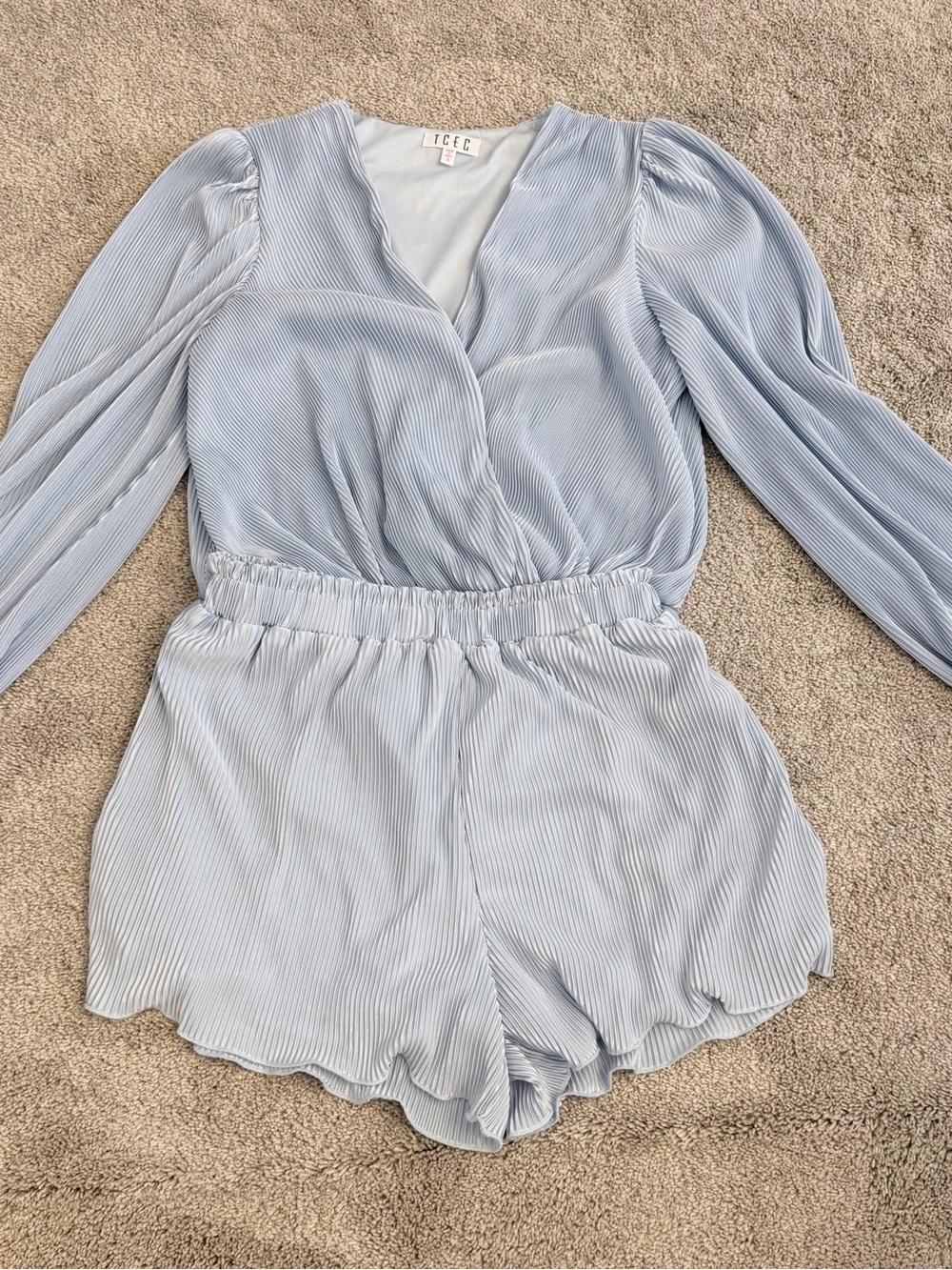 TCEC Powder Blue Pleated Long-Sleeve 2 piece